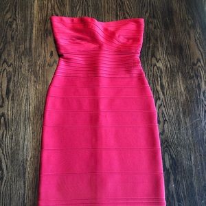 NWT Herve Leger Strapless Bandage Dress, Red, Med